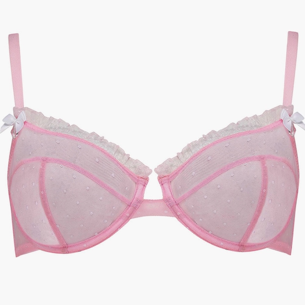 Pink Sheer Lace Underwire Bra - Women Intimates